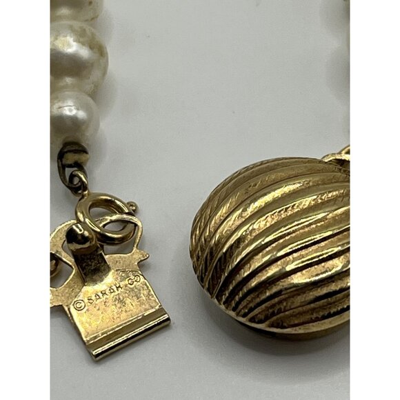 Vintage Sarah Coventry Double Strand Faux Pearl Necklace Gold-Tone Clasp - Picture 3 of 8